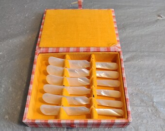 Set of 6 Vintage Iridescent Glass Knife Spreaders