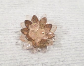 broche de fleurs rose et violette vintage, épingle à fleurs