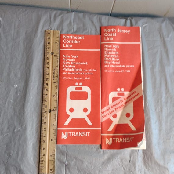 2 1980s NJ Transit Railroad Public Timetables, Look & Read 