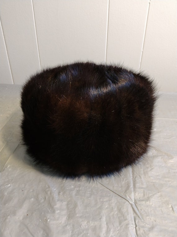 Vintage Brown Fur Mink Pillbox Hat