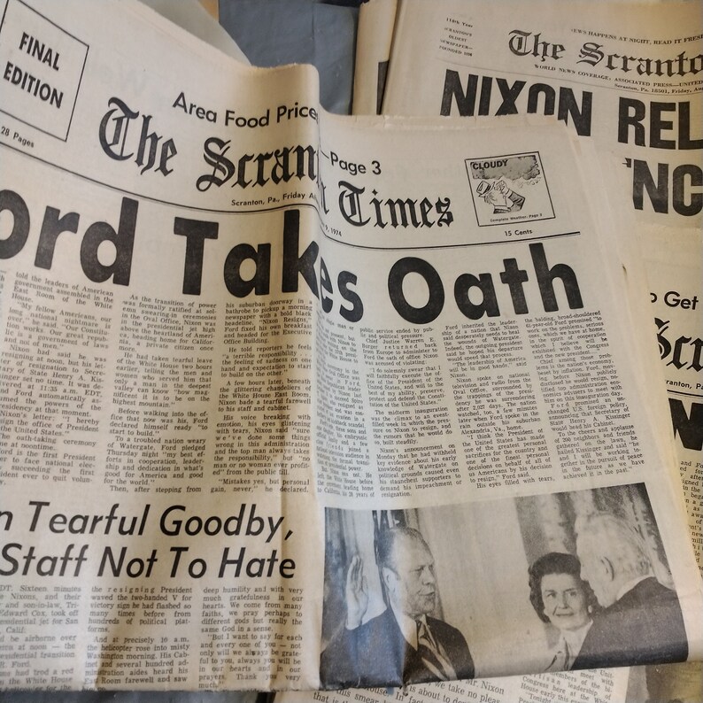 Scaton Paper 1974 Scranton Newspapers, Nixon Ford Covers, Look & Read Description - Etsy
