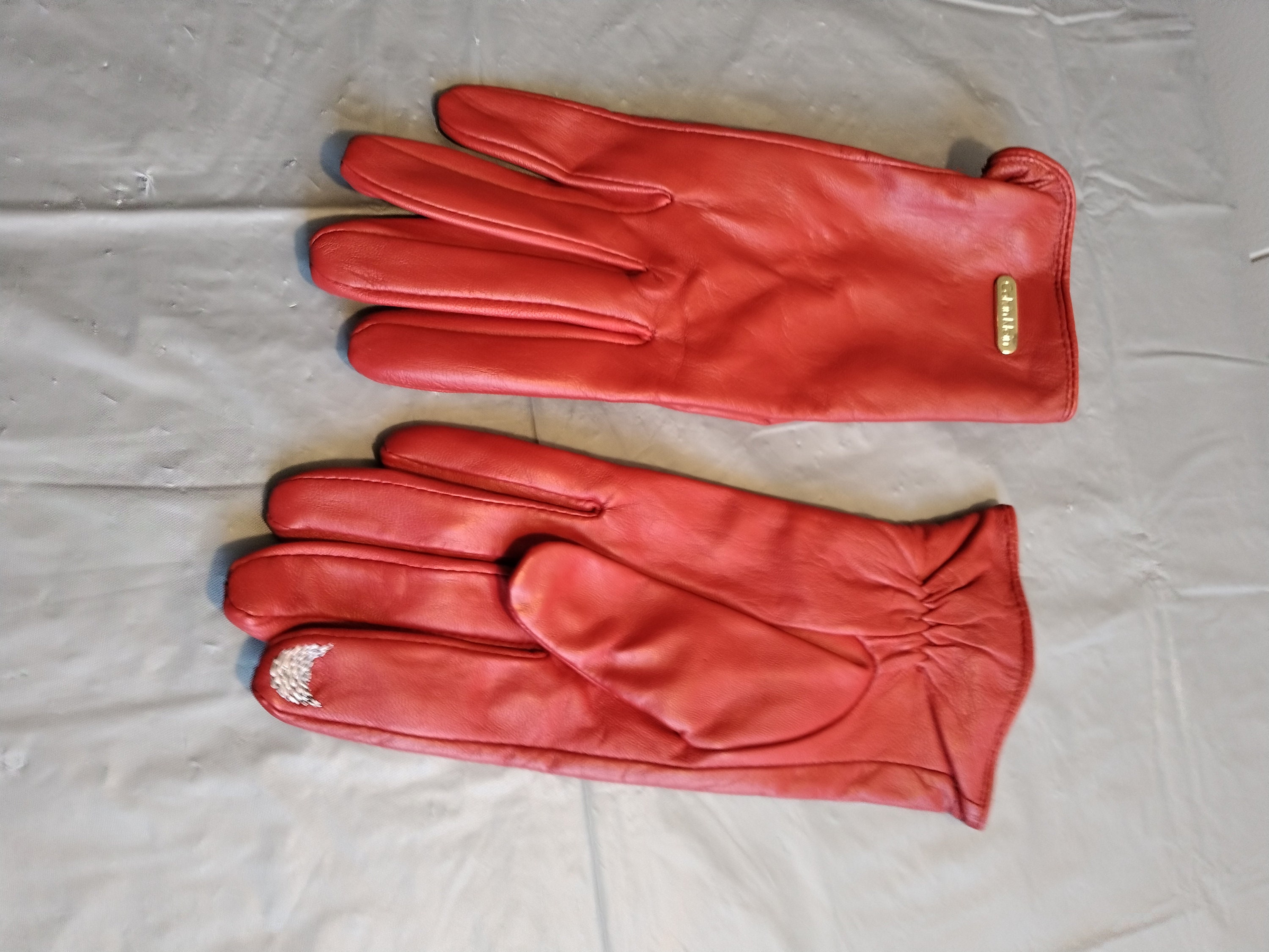 Calvin Klein Red Leather Glove Tech Gloves Size Small - Etsy Sweden