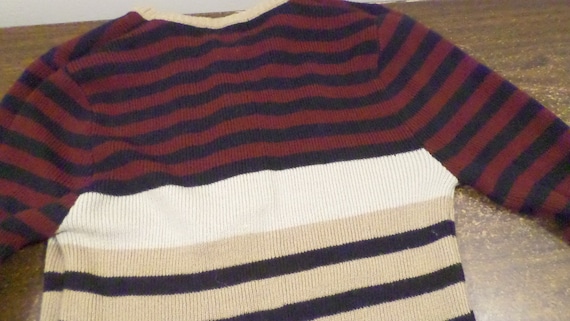 Vintage Hand Loomed Pullover Sweater, Striped Swe… - image 7