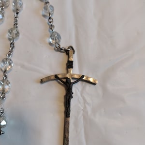 Vintage Rosary, Clear Glass Bead Rosary