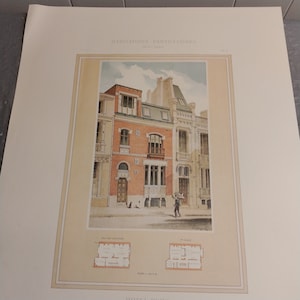 21.5x16.25&quot; Habitations Particulars Print Hotel Prive Architectural Print, Color Lithograph
