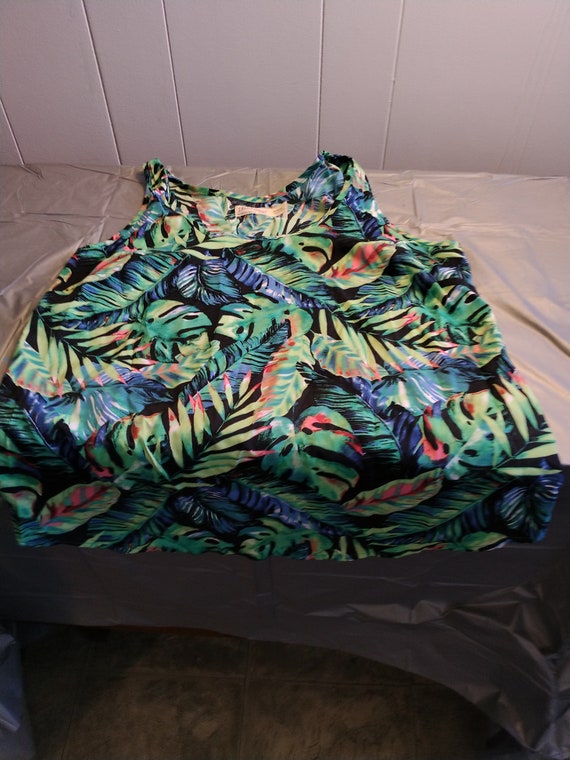 Vintage Faded Glory Sleeveless Shirt, Tropical Pr… - image 2