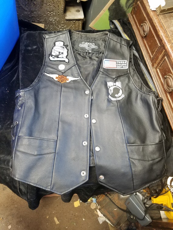 Vintage Leather Gallery Medium Embroidered Front & Back POW MIA