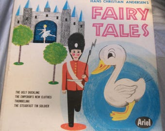 Álbum de vinilo vintage de cuentos de hadas de Hans Christian Andersen, disco de vinilo para niños, leer descripción
