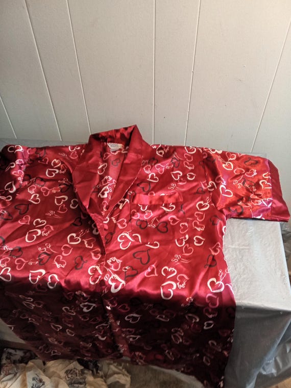 Gabrielle Intimates Red Heart Button Front Womens… - image 2