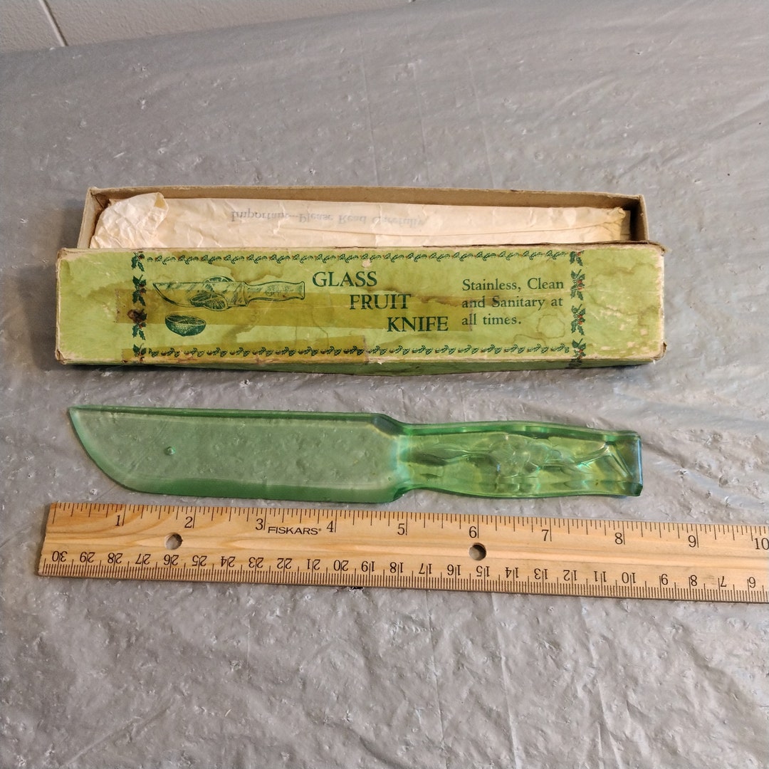Vintage Green Depression Glass Fruit Knife Glass Fruit & Cake Etsy