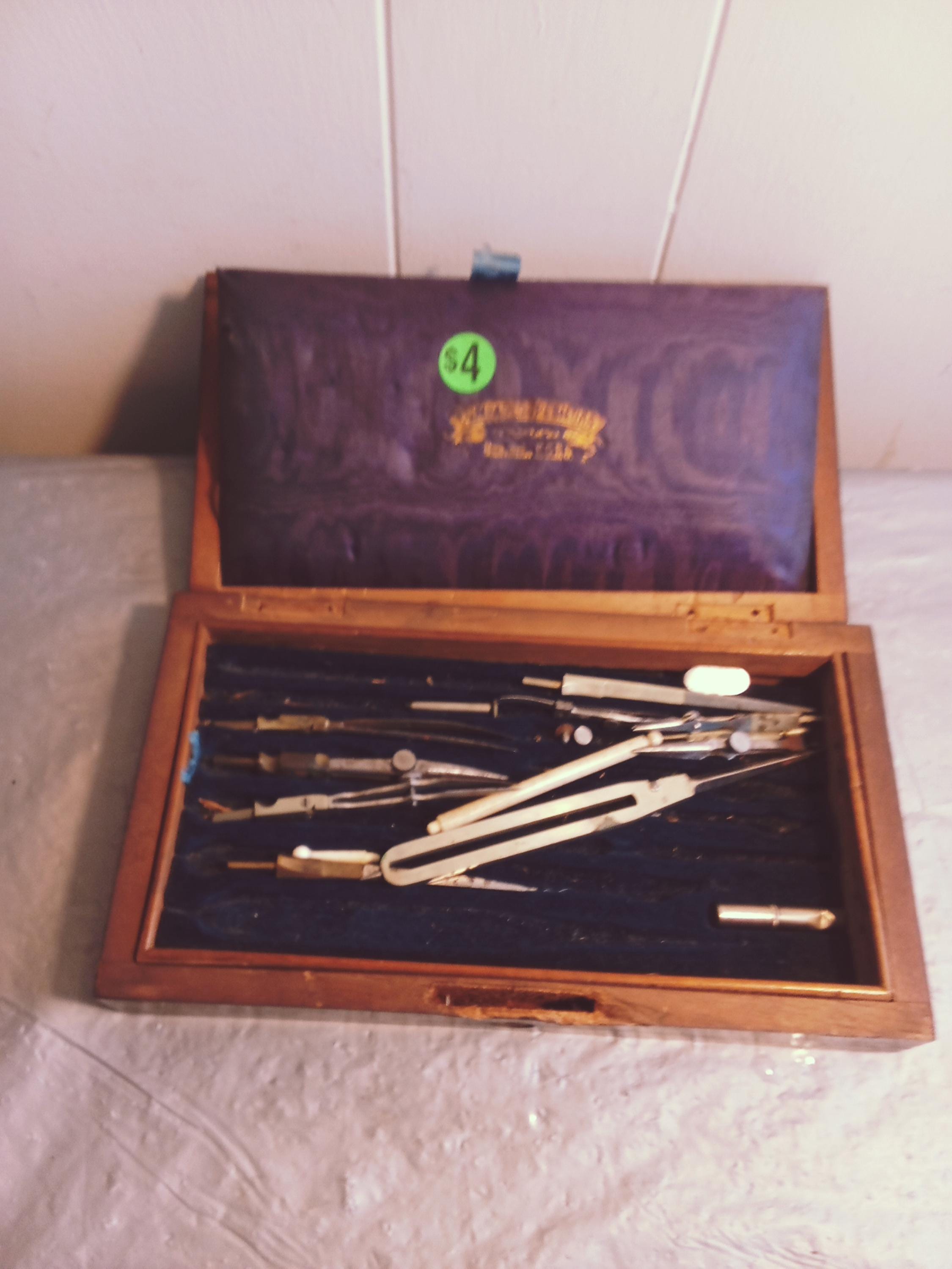 Antique Compas Superieurs Wood Case With Compass Lot - Etsy