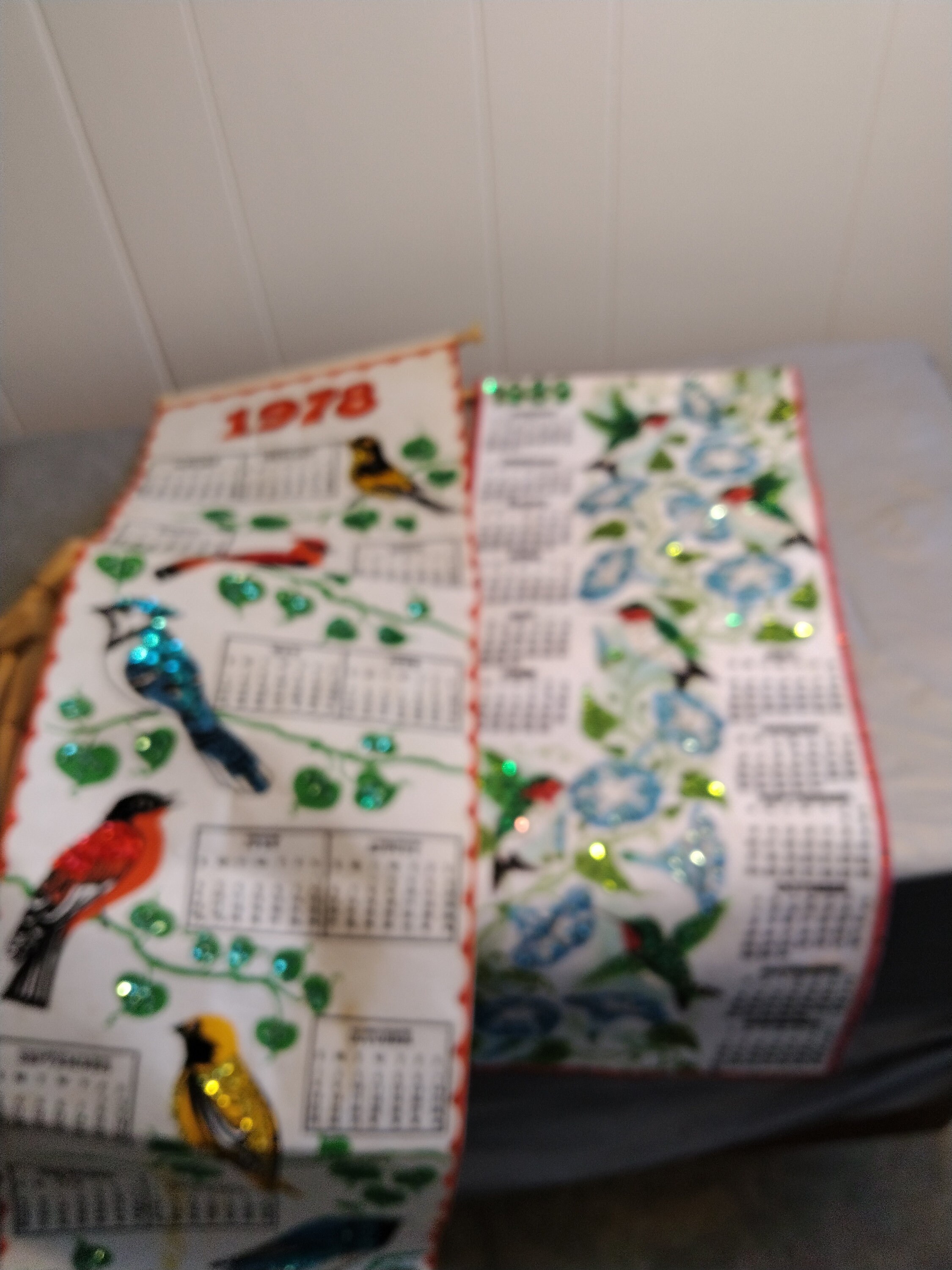 2 Vintage Felt Calendars, Wall Calendar, 1989 1978 Wall