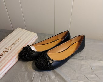 NOS Diva Lounge Black Embellished Flats 9, Womans Ballet Shoes