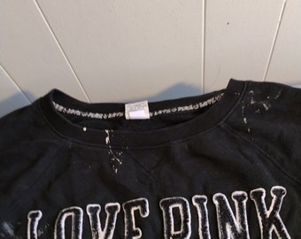 T-shirt Victoria's Secret PINK - Modèle Bling Marled Love Pink 1986 - Gris, Neuf Avec étiquette