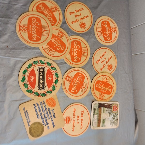 Lot Vintage Paper Beer Coasters, Schaefer Schlosser, Look & Read Description