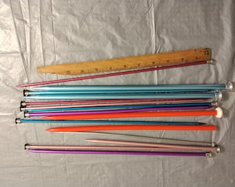15 Vintage Metal Knitting Needles, Large Knitting Needles 