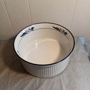8 1/8&quot; Dansk Bistro Souffle Bowl, Cobalt & Orange Design