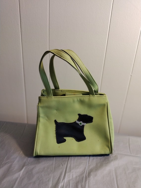 Vintage Green Scottie Dog Handbag, Scottie Terrier