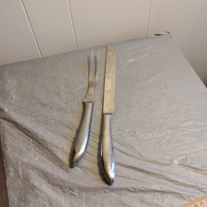 2pc Vintage Stainless Japan Carving Fork & Knife, Meat Carving Utensil Set