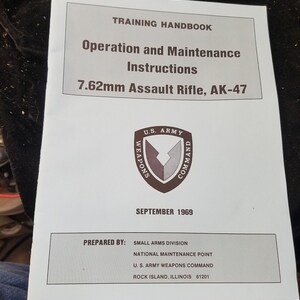 Vintage 1969 U.S. Army Training Handbook Operation Maintenance Instructions For 7.62mm AK-47