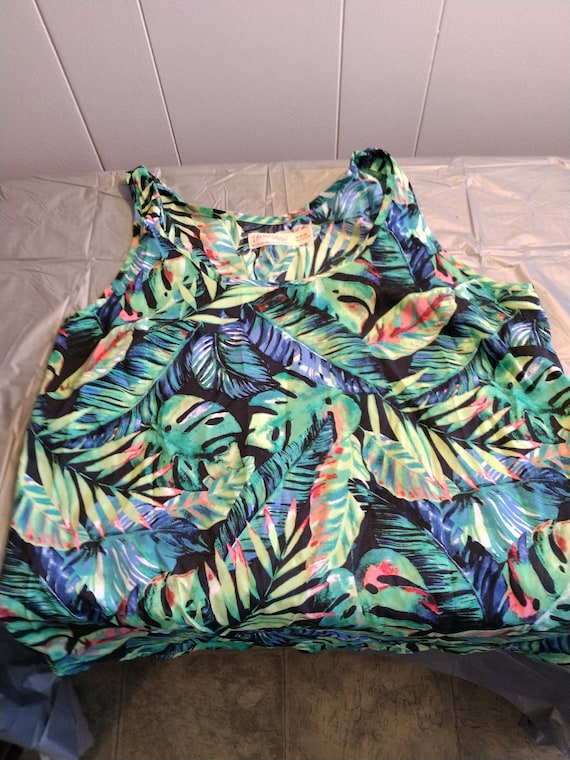 Vintage Faded Glory Sleeveless Shirt, Tropical Pr… - image 1
