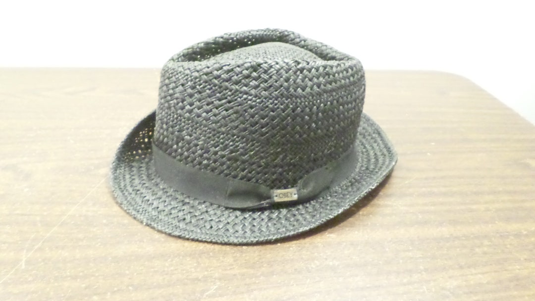 Vintage Obey Straw Fedora Hat OSFM Etsy