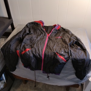 Mac Gregor Nylon Jacket Small, Black Red Purple Windbreaker Jacket