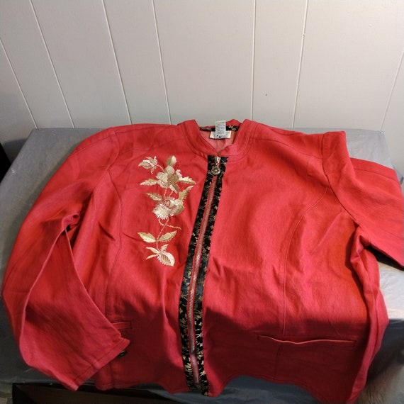 Asian Inspired Zip Front Top Jacket 2X Plus Size - image 1