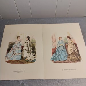 2 Vintage Il Monte Elegante Prints, 1872 Women Print