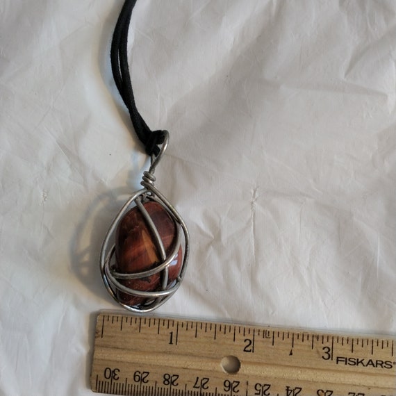 Vintage Artisan Tigers Eye Wrapped Wire Necklace - image 3
