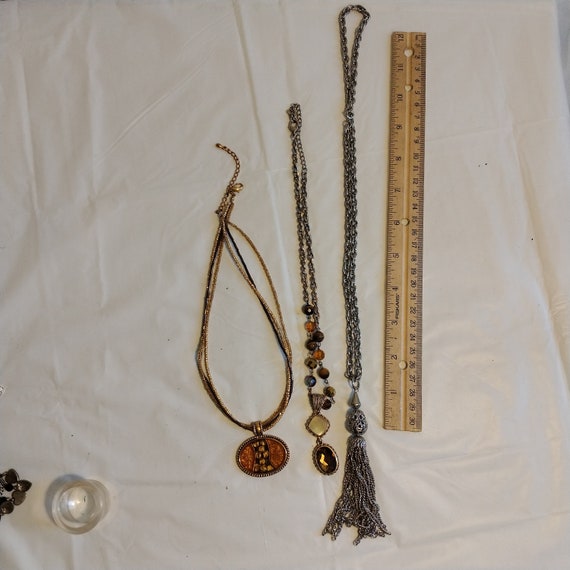 3 Vintage Necklace, Tassel Necklace Bead Drop Nec… - image 3
