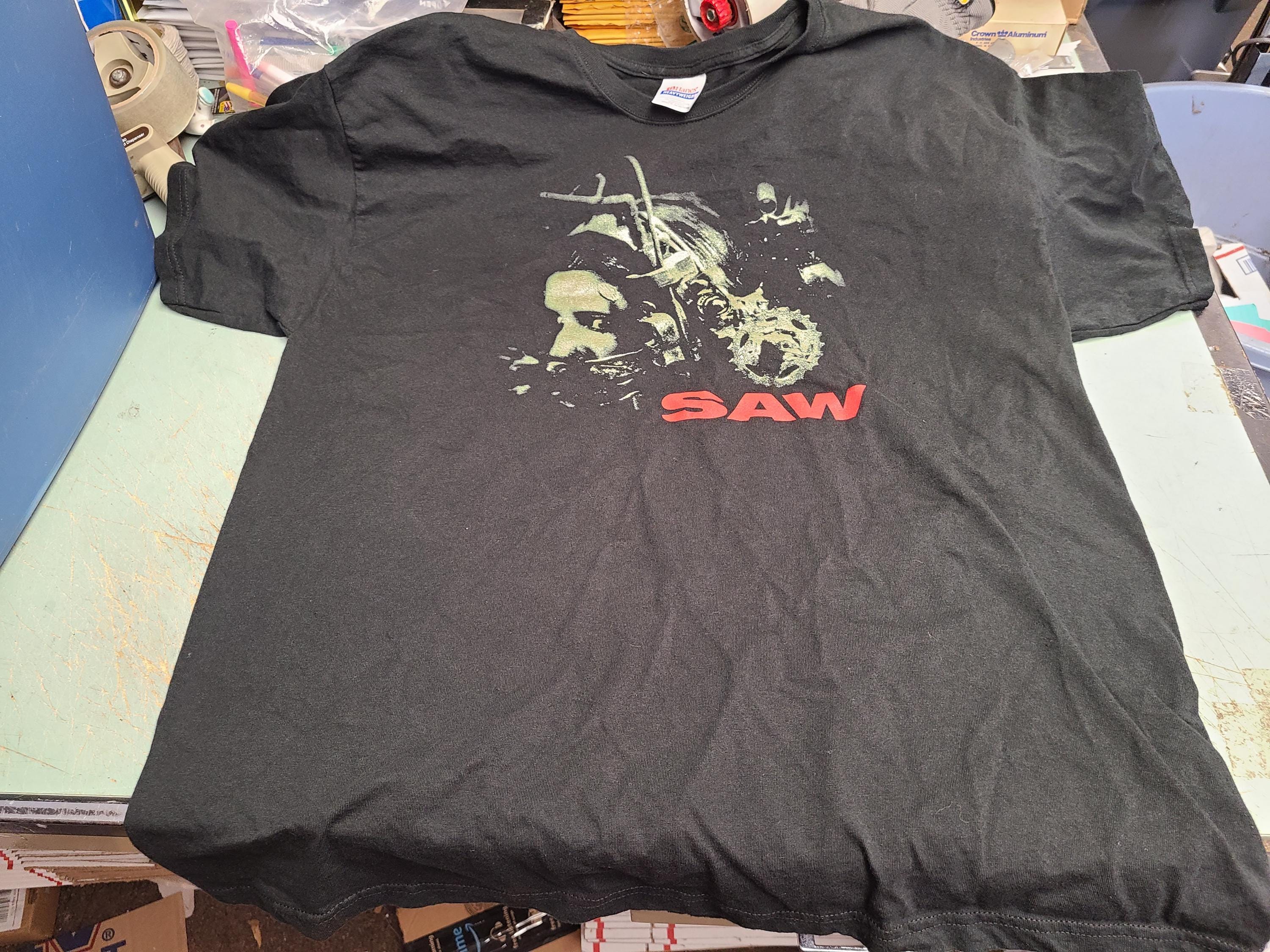 Original SAW Movie Promo T-shirt Adult Size L or XL Black Original SAW Movie Promo T-shirt Adult Size L or XL Black