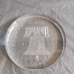 Vintage Schott Glass Paperweight, Commemorative Glass, Bicentennial Paperweight