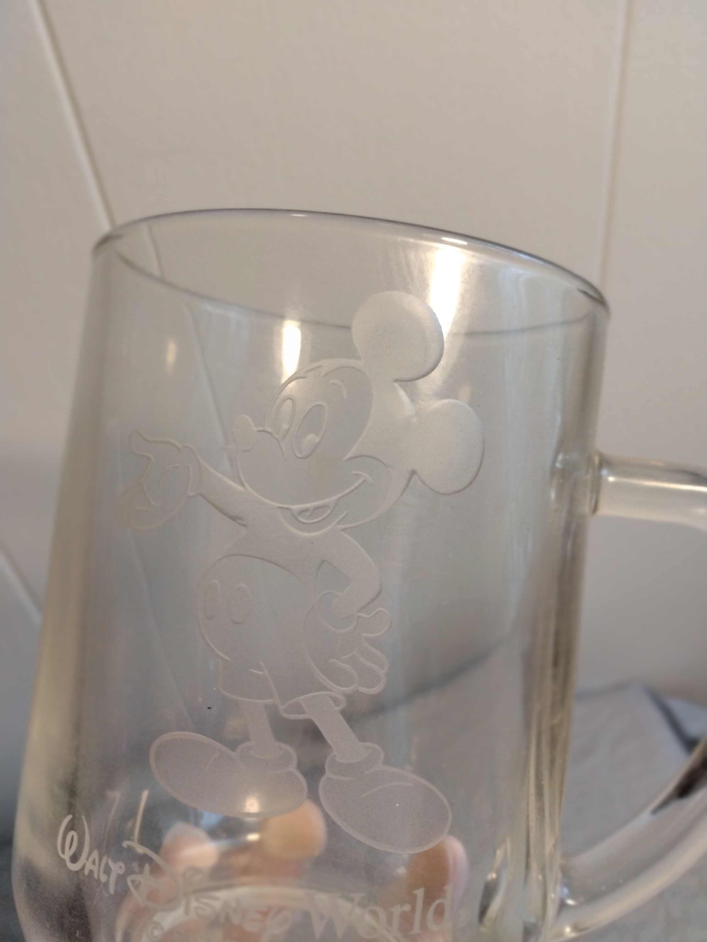 Never Grow up Mickey Mouse Can Shaped Glass With Vinyl Design and