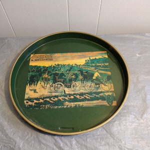 Vintage Nevco Metal Tray, Bar Tray, Serving Tray, Electric Car Bike Horse Tray Design, Decorative Tray