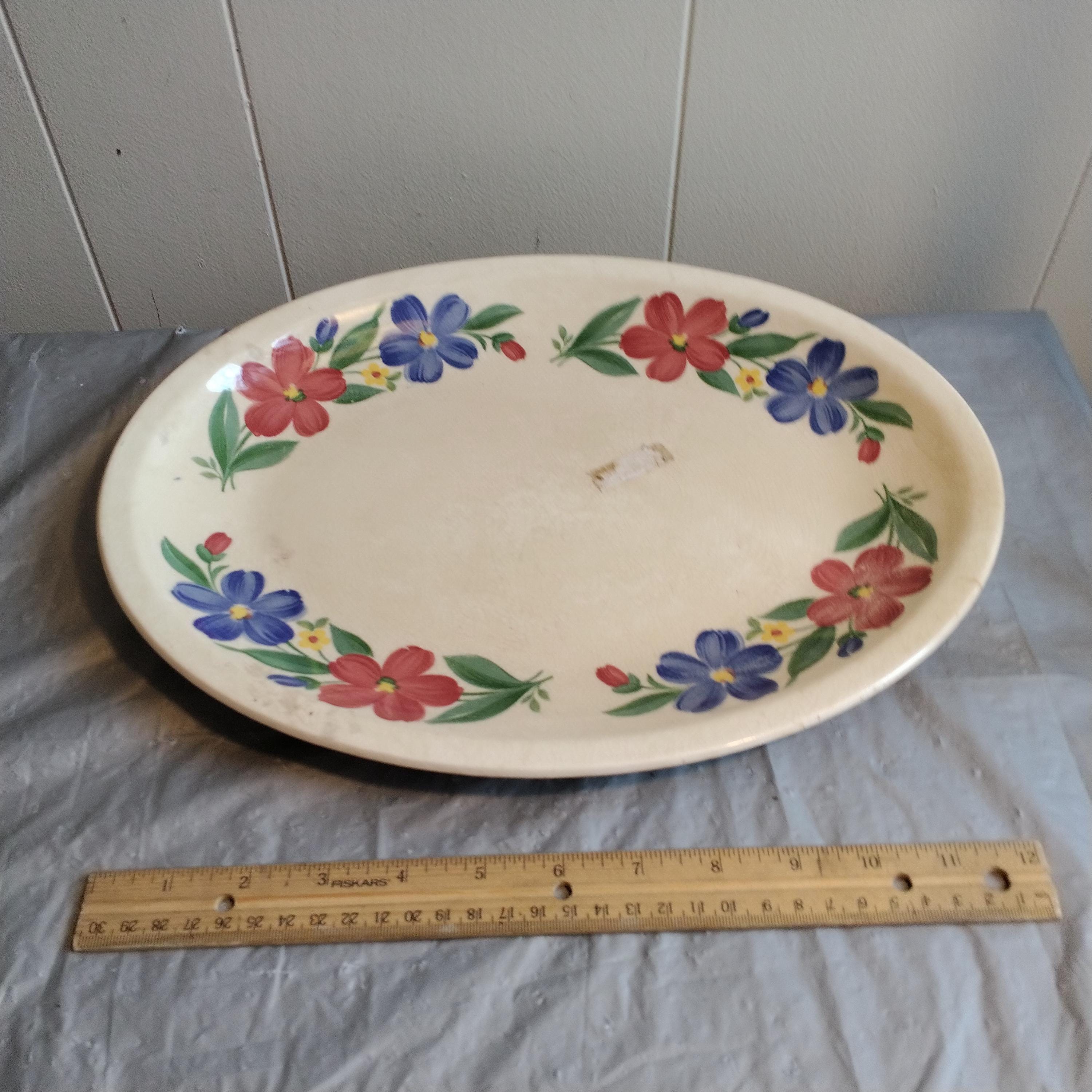 Vintage Shenandoah Ware Paden City Pottery Floral Platter, Look