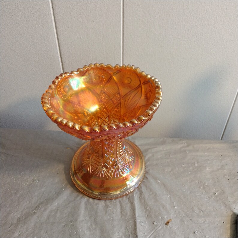 Vintage Carnival Glass Punch Bowl Stand Vase Etsy