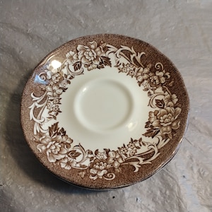 5 Vintage Royal Staffordshire Brown Stagecoach J&G Meakin Saucers