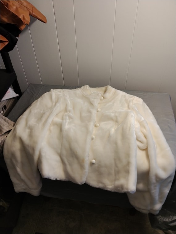 Vintage Borgessa Casper White Faux Fur Jacket