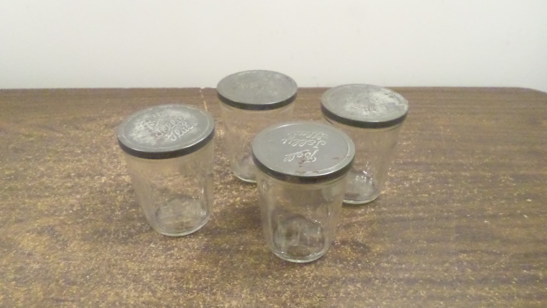 4 Vintage Ball Jelly Glass With Lids, Canning Jars Etsy