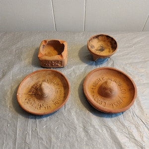 Lot Vintage Popielniczka z terakoty Sombrero Bowl, Meksyk Posada Del Sol Acapulco Pamiątki