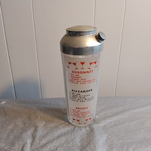Vintage Cocktail Shaker with Drink Recipes, Glass Shaker
