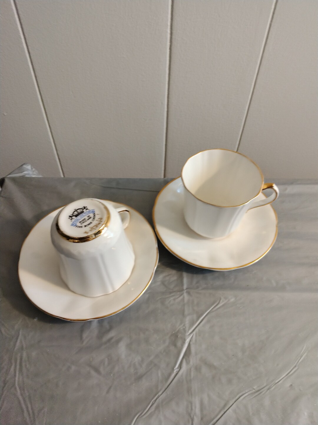 2 Vintage Royal Victoria Tea Cups Fine Bone China White W/ Etsy
