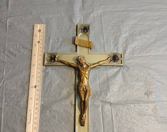 Vintage Cast Metal Crucifix, Christianity Cross, Religious Wall Decor