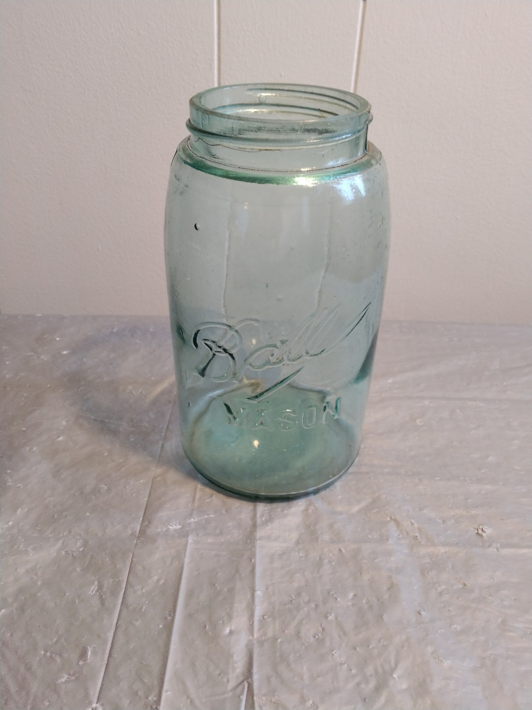 Vintage Aqua Ball Mason Jar X on Bottom 7 Etsy