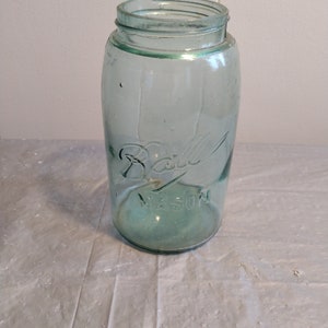 Vintage Aqua Ball Mason Jar X on bottom 7&quot;