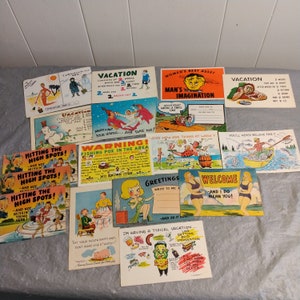 17 Vintage Comical Postcards, Cartoon Postcards, uncirculated