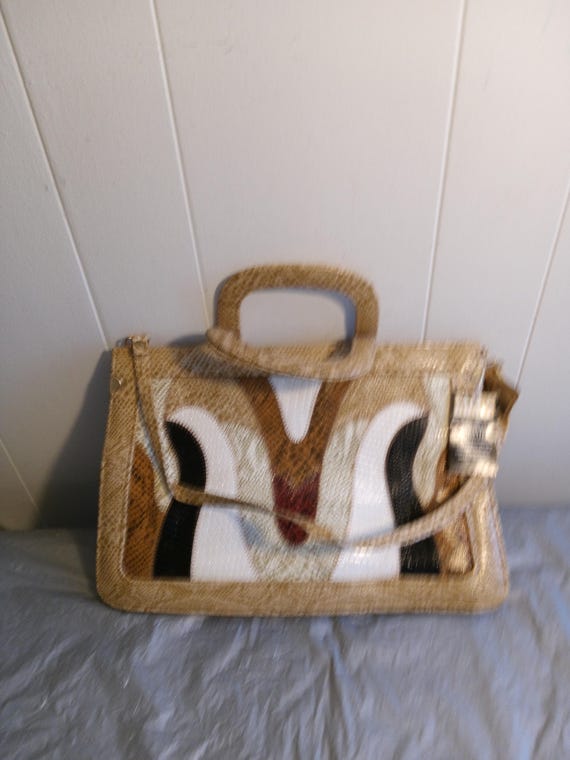 NOS Vintage JC Penney Hand Shoulder Bag, Faux Snakeskin, Read