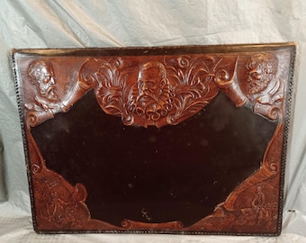 12.5x17" 19th Century Motif Embossed Leather Portfolio