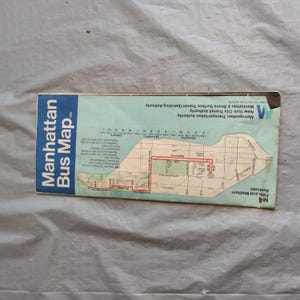 Vintage NYCTA Manhattan Bus Map, aussehen & Beschreibung lesen